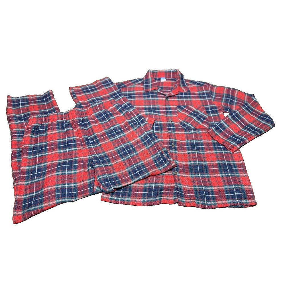Old Navy Kids Unisex XL 14-16 Holiday 2 pc Pajamas Set Red Tartan Plaid Flannel